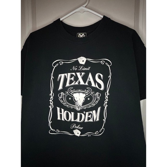 Exist Other - Vintage Y2k "No Limit Texas Holdem Poker" Big Graphic T-Shirt Mens Large